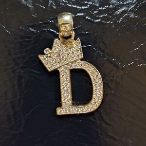Iced out crown letter "D" pendent